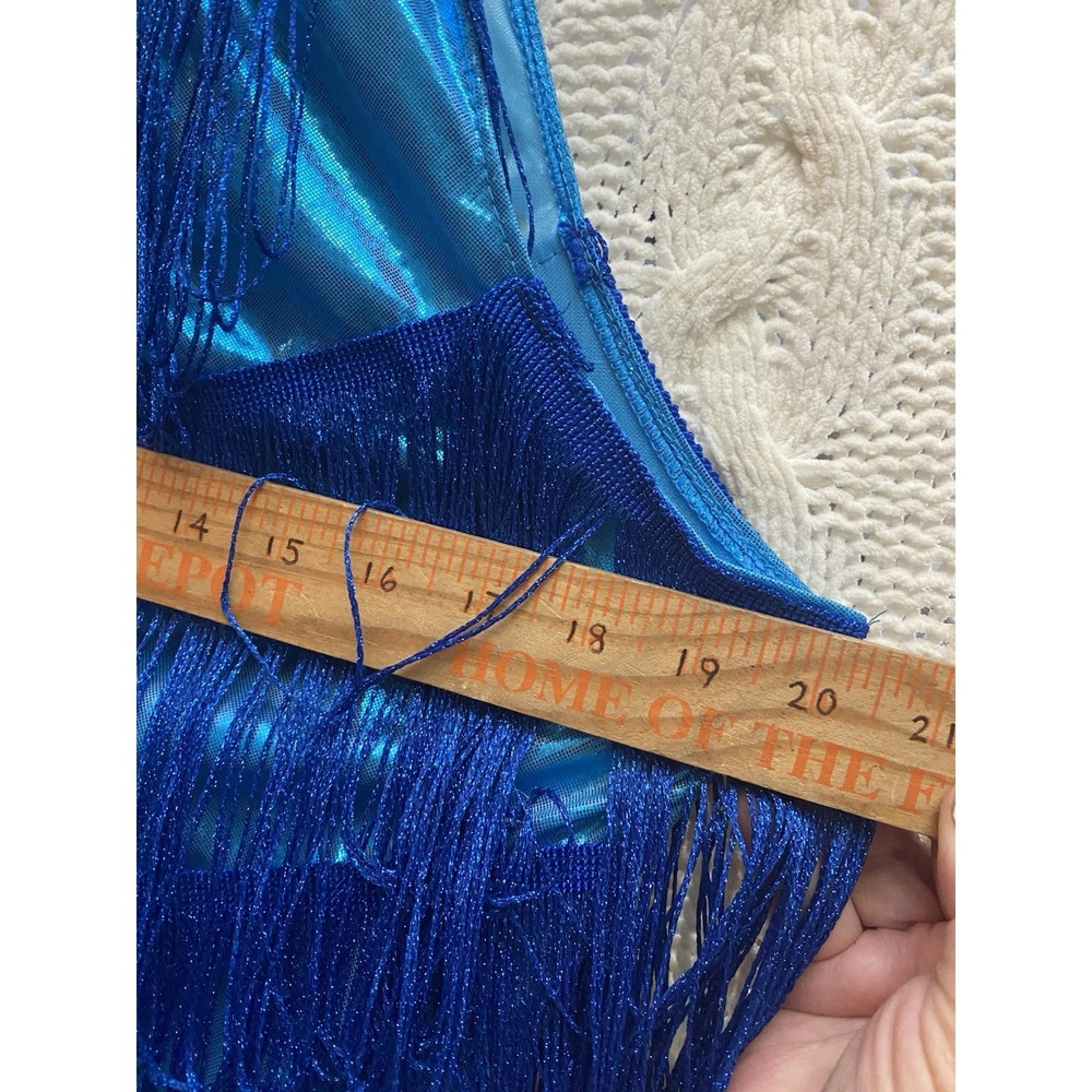 Costume Culture‎ by Franco Women's L Halloween Royal Blue Fringe Flapper 20's - Picture 4 of 6